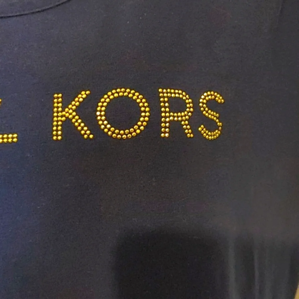 Michael Kors navy and gold studded logo top